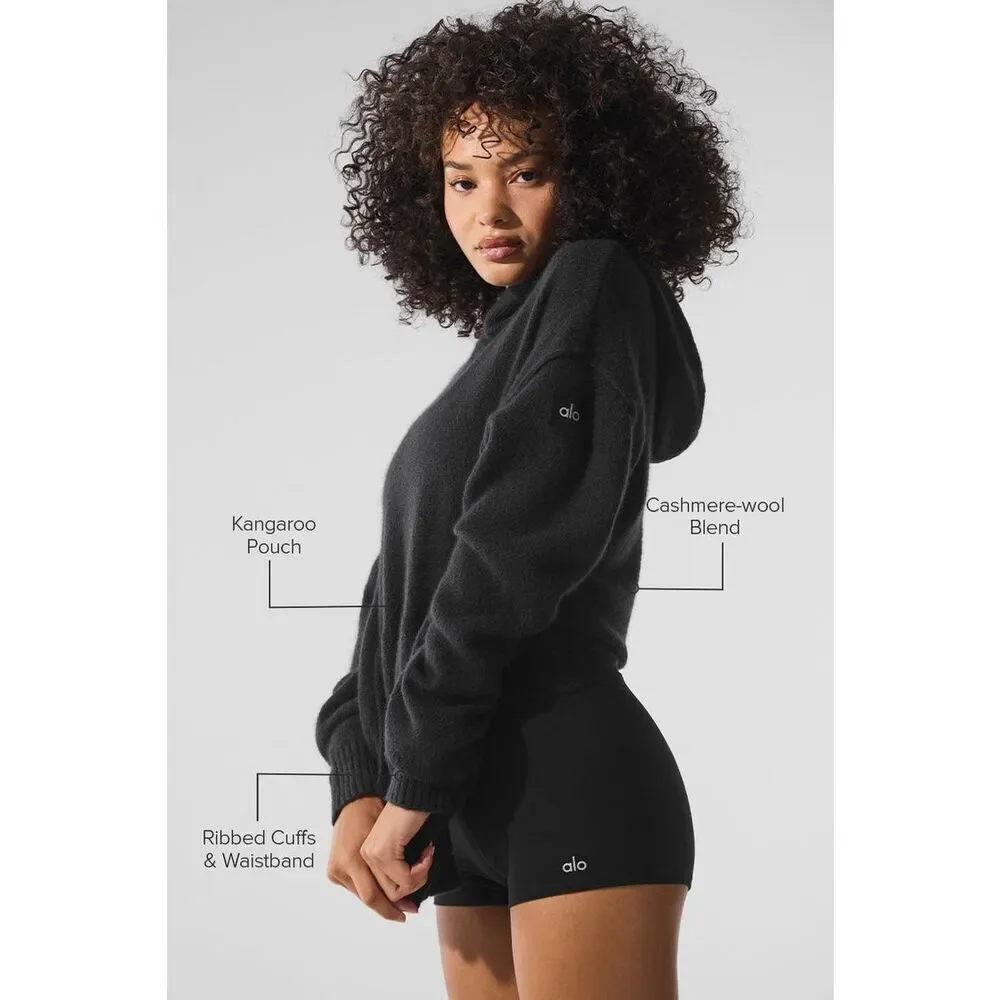 Alo Yoga Women’s Black Cashmere New Class Hoodie, Size M, NWT retail $389